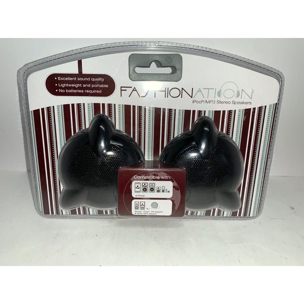 FASHIONATION IPOD/MP3 STEREO SPEAKERS BLACK COLOR NEW IN BOX